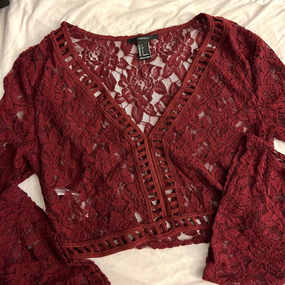 Mesh bell sleeve top